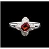 Image 2 : 1.02 ctw Red Sapphire and Diamond Ring - 14KT White Gold