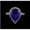 Image 2 : 14KT White Gold 5.93 ctw Tanzanite and Diamond Ring