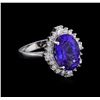 Image 1 : 5.65 ctw Tanzanite and Diamond Ring - 14KT White Gold