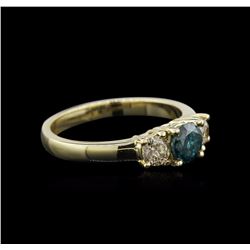 14KT Yellow Gold 0.96 ctw Blue Diamond Ring