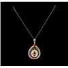 Image 2 : 5.15 ctw Orange Sapphire and Diamond Pendant - 14KT Rose Gold