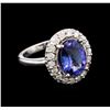 Image 1 : 3.47 ctw Tanzanite and Diamond Ring - 14KT White Gold