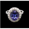 Image 2 : 3.47 ctw Tanzanite and Diamond Ring - 14KT White Gold