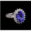 Image 1 : 3.94 ctw Tanzanite and Diamond Ring - 14KT White Gold