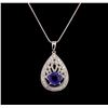 Image 1 : 14KT White Gold 1.88 ctw Tanzanite and Diamond Pendant With Chain