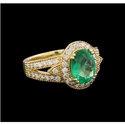 14KT Yellow Gold 1.98 ctw Emerald and Diamond Ring