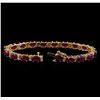 Image 3 : 19.68 ctw Ruby and Diamond Bracelet - 14KT Yellow Gold