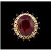Image 2 : 36.08 ctw Ruby and Diamond Ring - 14KT Yellow Gold