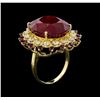 Image 4 : 36.08 ctw Ruby and Diamond Ring - 14KT Yellow Gold