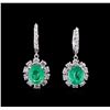 Image 1 : 5.54 ctw Emerald and Diamond Earrings - 14KT White Gold