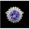 Image 2 : 14KT White Gold 4.36 ctw Tanzanite and Diamond Ring