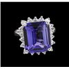 Image 1 : 7.92 ctw Tanzanite and Diamond Ring - 14KT White Gold