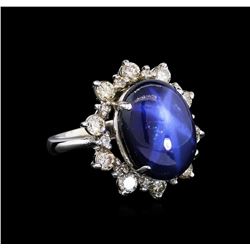 14KT White Gold 14.74 ctw Sapphire and Diamond Ring