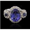 Image 2 : 3.81 ctw Tanzanite, Blue Sapphire, and Diamond Ring - 14KT White Gold