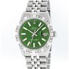 Image 1 : Rolex Stainless Steel Green Index Pyramid Diamond DateJust Men's Watch