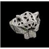 Image 1 : 0.95 ctw Diamond and Chrome Diopside Ring - 18KT White Gold