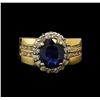 Image 2 : 14KT Yellow Gold GIA Certified 2.26 ctw Sapphire and Diamond Ring