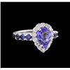 Image 1 : 1.57 ctw Tanzanite, Sapphire and Diamond Ring - 14KT White Gold