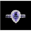 Image 2 : 1.57 ctw Tanzanite, Sapphire and Diamond Ring - 14KT White Gold