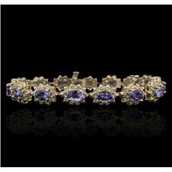 14KT Yellow Gold 9.90 ctw Tanzanite and Diamond Bracelet