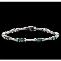 3.13 ctw Alexandrite and Diamond Bracelet - 14KT White Gold