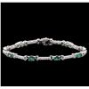 Image 1 : 3.13 ctw Alexandrite and Diamond Bracelet - 14KT White Gold