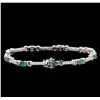 Image 2 : 3.13 ctw Alexandrite and Diamond Bracelet - 14KT White Gold