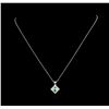 Image 2 : 0.15 ctw Emerald and Diamond Pendant With Chain - 14KT White Gold