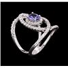 Image 3 : 0.73 ctw Tanzanite and Diamond Ring - 14KT White Gold