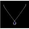 Image 1 : 13.79 ctw Sapphire and Diamond Pendant With Chain - 14KT White Gold