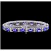 Image 2 : 14KT White Gold 17.85 ctw Tanzanite and Diamond Bracelet