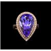 Image 2 : 9.20 ctw Tanzanite and Diamond Ring - 14KT Rose Gold