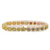 Image 2 : 5.11 ctw Multi Color Sapphire and Diamond Bracelet - 14KT Yellow Gold