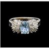 Image 2 : 14KT White Gold 1.17 ctw Aquamarine and Diamond Ring