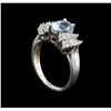 Image 4 : 14KT White Gold 1.17 ctw Aquamarine and Diamond Ring