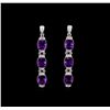 Image 1 : Crayola 15.60 ctw Amethyst and White Sapphire Earrings - .925 Silver