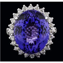 14KT White Gold 19.12 ctw Tanzanite and Diamond Ring