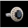Image 1 : 14KT White Gold 3.57 ctw Sapphire and Diamond Ring