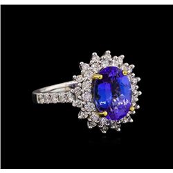 14KT Two-Tone Gold 3.28 ctw Tanzanite and Diamond Ring