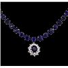 Image 2 : 50.00 ctw Blue Sapphire and Diamond Necklace - 14KT White Gold