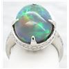 Image 5 : 7.18 ctw Australian Black Opal and Diamond Ring - 18KT White Gold