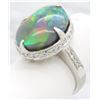Image 6 : 7.18 ctw Australian Black Opal and Diamond Ring - 18KT White Gold