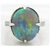 Image 8 : 7.18 ctw Australian Black Opal and Diamond Ring - 18KT White Gold