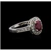 Image 1 : 14KT White Gold 0.80 ctw Ruby and Diamond Ring