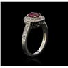 Image 3 : 14KT White Gold 0.80 ctw Ruby and Diamond Ring