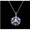 Image 2 : 2.88 ctw Tanzanite, Sapphire and Diamond Necklace - 14KT White Gold