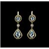 Image 1 : 3.65 ctw Blue Topaz and Diamond Earrings - 18KT Yellow Gold