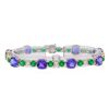 Image 1 : 18.51 ctw Tanzanite, Emerald and Diamond Bracelet - 18KT White and Yellow Gold