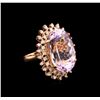Image 1 : 27.62 ctw Kunzite and Diamond Ring - 14KT Rose Gold