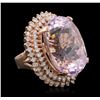 Image 1 : 14KT Rose Gold 39.46 ctw GIA Certified Kunzite and Diamond Ring